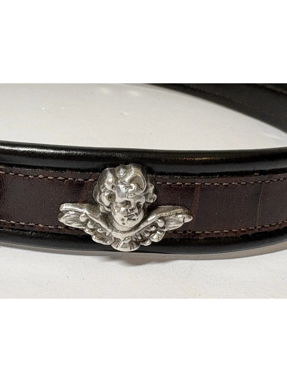 Nadim Western 90’s Brown Leather Belt Angel Concho Alligator Textured Sz XL VGT